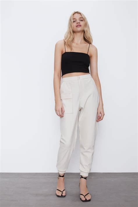 white joggers zara|zara stretch pants.